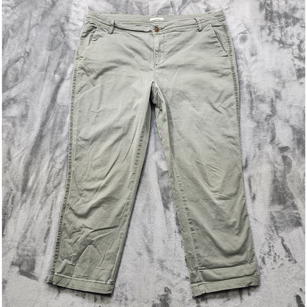 Maurices Pants Womens 15/16 Green Khaki Side Striped Chino Mid Rise Ankle Preppy